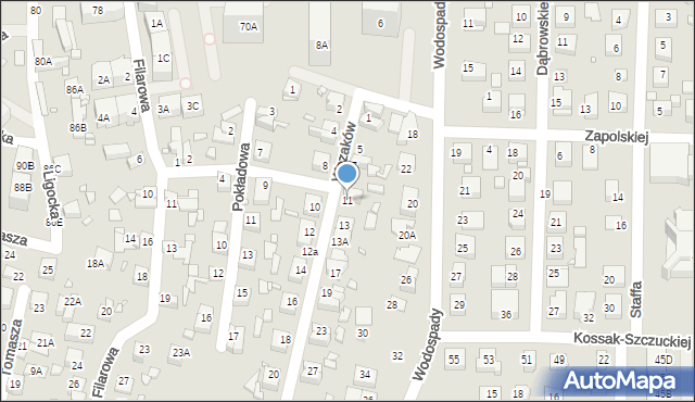 Katowice, Wozaków, 11, mapa Katowic