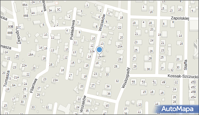 Katowice, Wozaków, 17, mapa Katowic