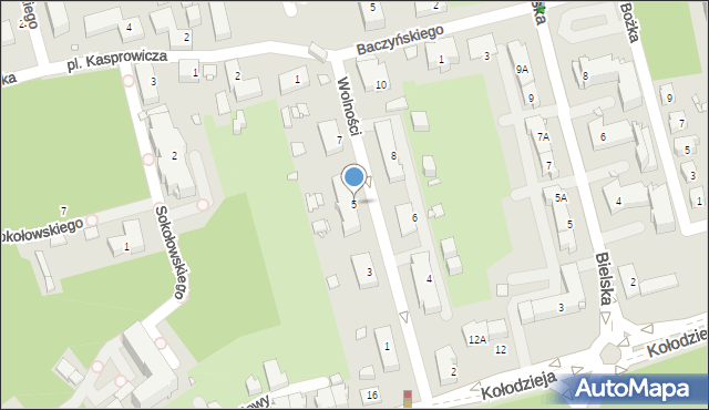 Katowice, Wolności, 5, mapa Katowic