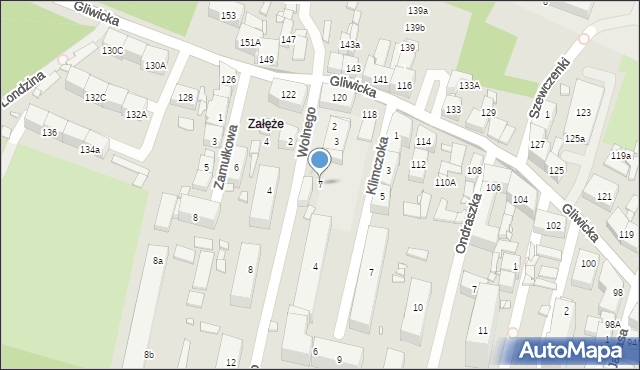 Katowice, Wolnego Józefa, 7, mapa Katowic