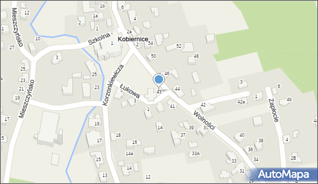 Kobiernice, Wolności, 43, mapa Kobiernice