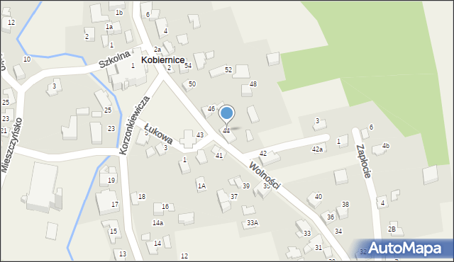 Kobiernice, Wolności, 44, mapa Kobiernice