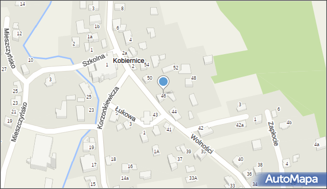 Kobiernice, Wolności, 46, mapa Kobiernice