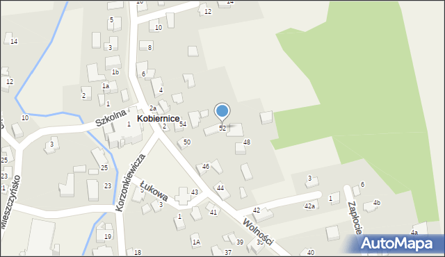 Kobiernice, Wolności, 52, mapa Kobiernice