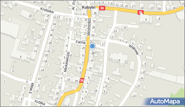 Kobylin, Wolności, 18, mapa Kobylin