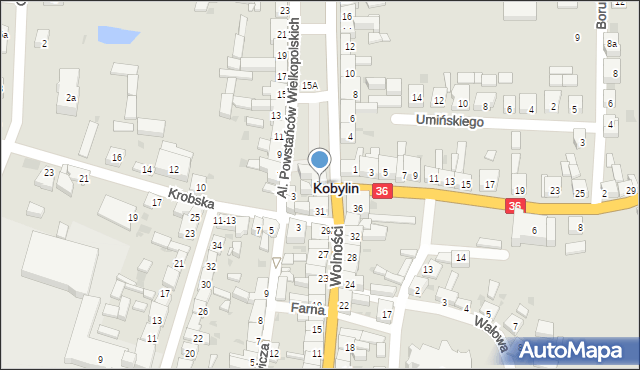 Kobylin, Wolności, 35, mapa Kobylin