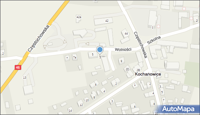 Kochanowice, Wolności, 3, mapa Kochanowice