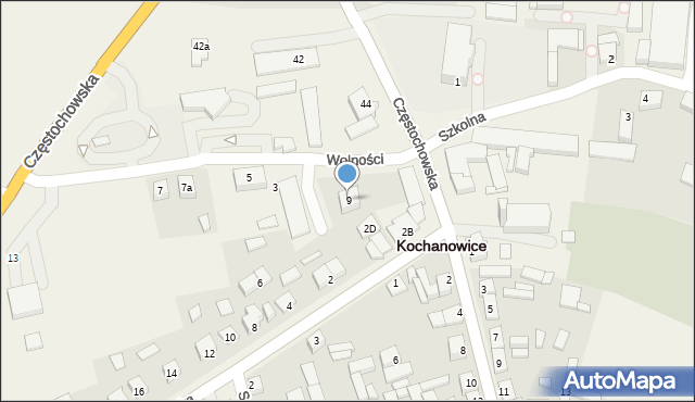 Kochanowice, Wolności, 9, mapa Kochanowice