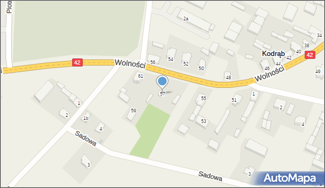 Kodrąb, Wolności, 57, mapa Kodrąb