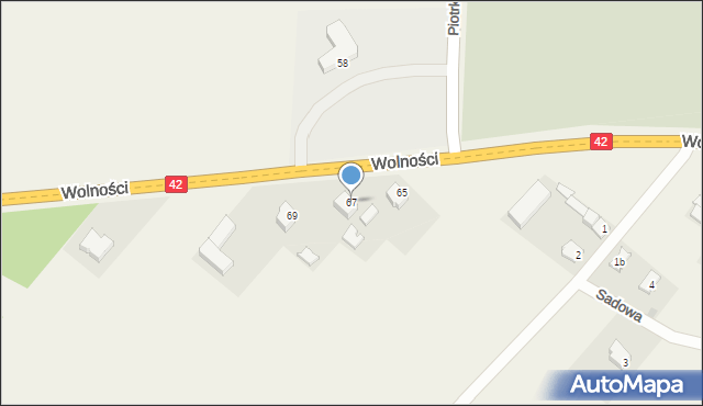 Kodrąb, Wolności, 67, mapa Kodrąb