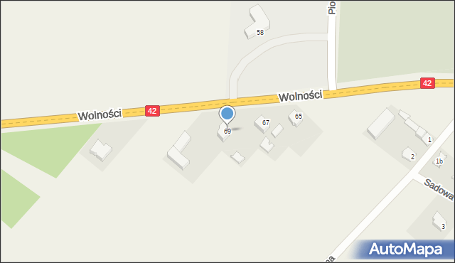 Kodrąb, Wolności, 69, mapa Kodrąb