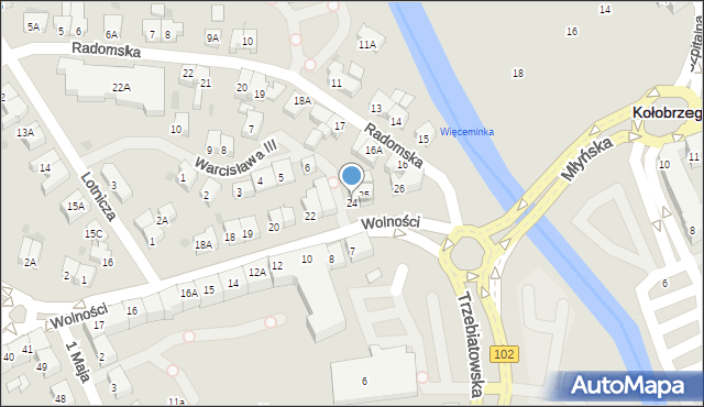 Kołobrzeg, Wolności, 24, mapa Kołobrzegu