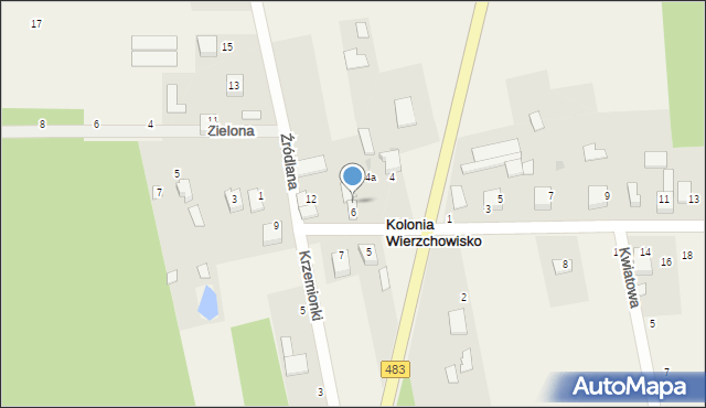 Kolonia Wierzchowisko, Wodociągowa, 8, mapa Kolonia Wierzchowisko