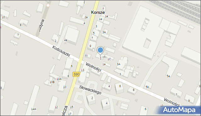 Korsze, Wolności, 1, mapa Korsze