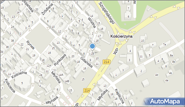 Kościerzyna, Wodna, 19, mapa Kościerzyna