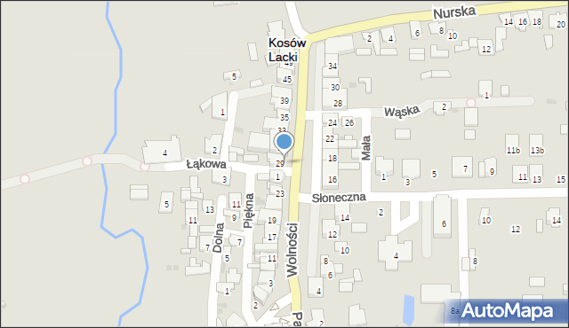 Kosów Lacki, Wolności, 29a, mapa Kosów Lacki