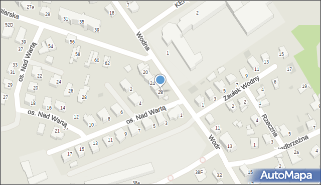 Kostrzyn nad Odrą, Wodna, 28, mapa Kostrzyn nad Odrą