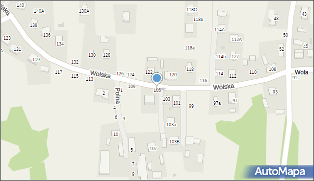 Koszyce Małe, Wolska, 105, mapa Koszyce Małe