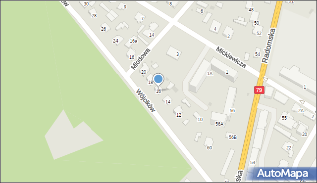 Kozienice, Wójcików, 16, mapa Kozienice