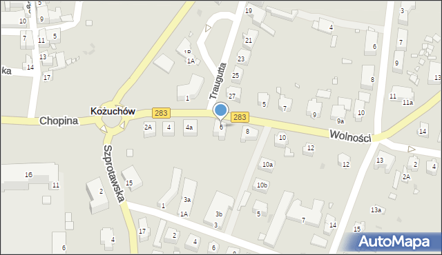 Kożuchów, Wolności, 6, mapa Kożuchów