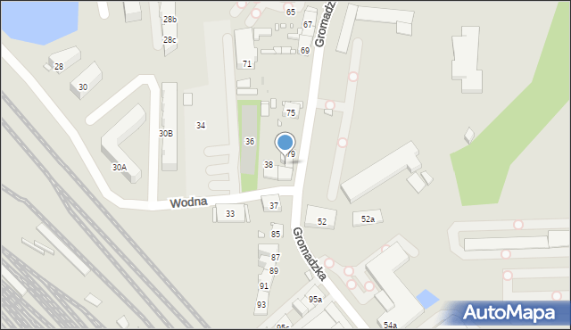 Kraków, Wodna, 40, mapa Krakowa