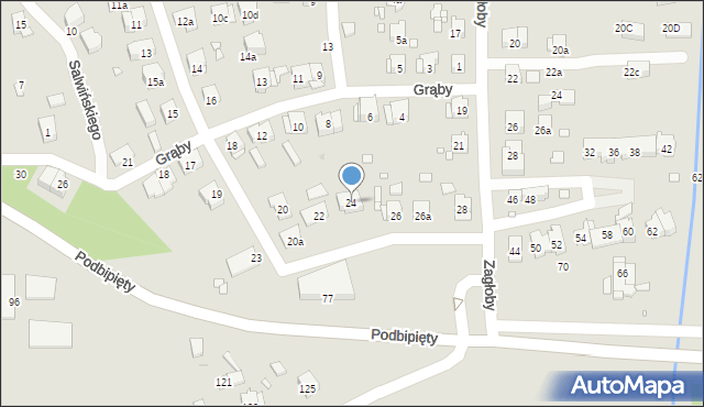 Kraków, Wołodyjowskiego Michała, 24, mapa Krakowa