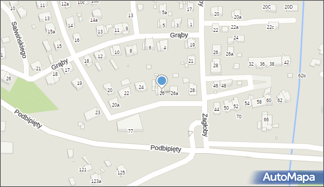 Kraków, Wołodyjowskiego Michała, 26, mapa Krakowa