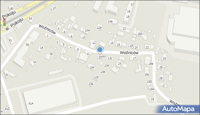 Kraków, Woźniców, 13, mapa Krakowa