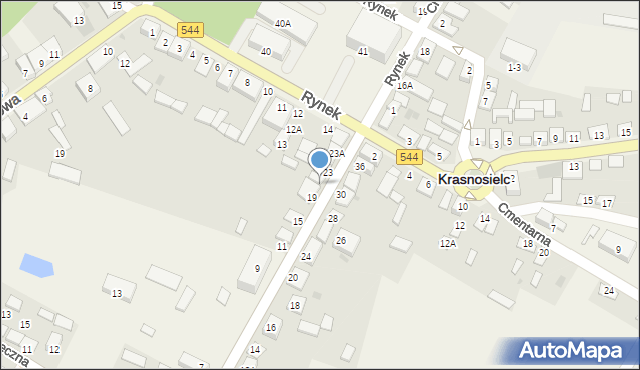 Krasnosielc, Wolności, 21, mapa Krasnosielc