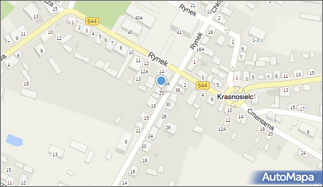 Krasnosielc, Wolności, 23, mapa Krasnosielc