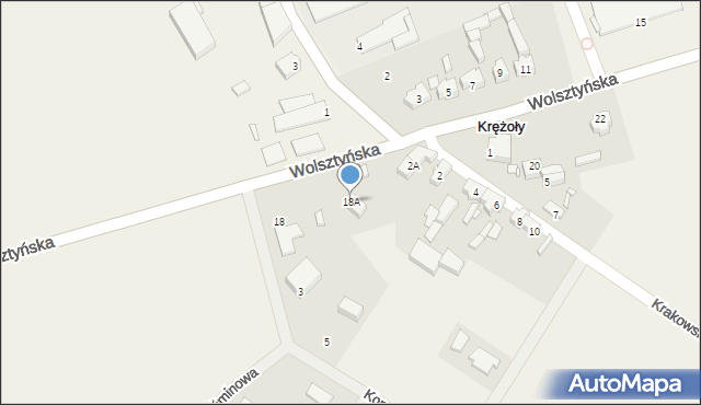 Krężoły, Wolsztyńska, 18A, mapa Krężoły