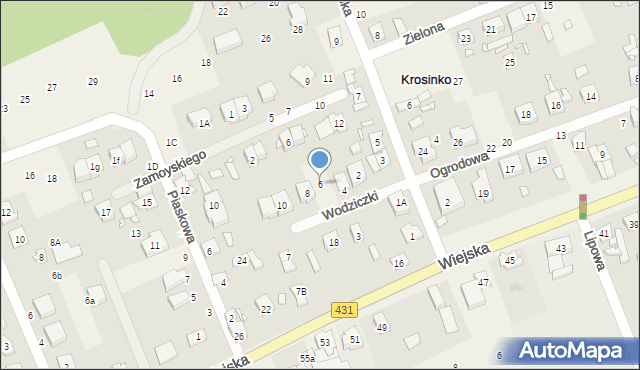 Krosinko, Wodziczki, 6, mapa Krosinko