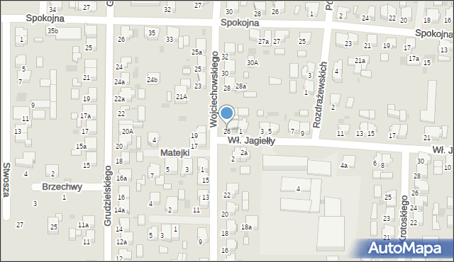 Krotoszyn, Wojciechowskiego, 26, mapa Krotoszyna