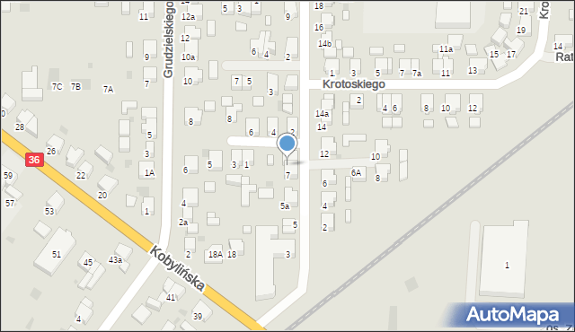 Krotoszyn, Wojciechowskiego, 7a, mapa Krotoszyna