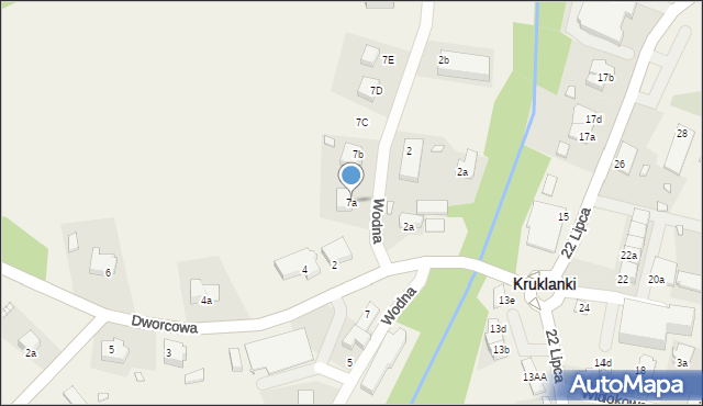 Kruklanki, Wodna, 7a, mapa Kruklanki