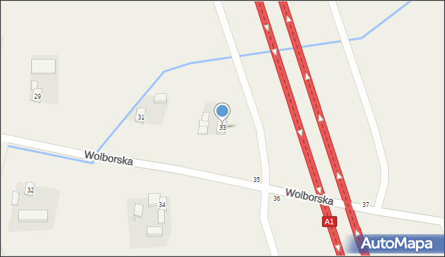 Kruszów, Wolborska, 33, mapa Kruszów