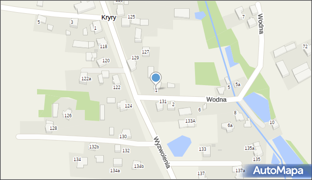 Kryry, Wodna, 1, mapa Kryry