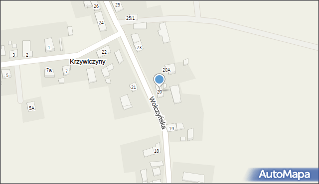 Krzywiczyny, Wołczyńska, 20, mapa Krzywiczyny