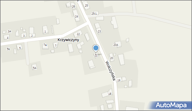 Krzywiczyny, Wołczyńska, 21, mapa Krzywiczyny