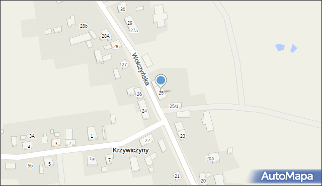 Krzywiczyny, Wołczyńska, 25, mapa Krzywiczyny