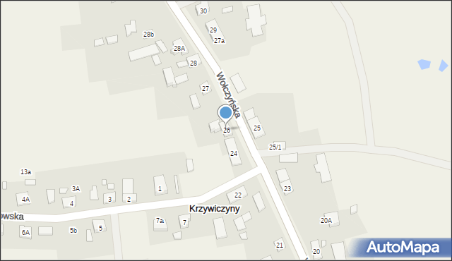 Krzywiczyny, Wołczyńska, 26, mapa Krzywiczyny