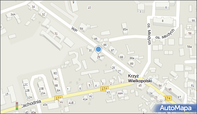 Krzyż Wielkopolski, Wojska Polskiego, 29, mapa Krzyż Wielkopolski