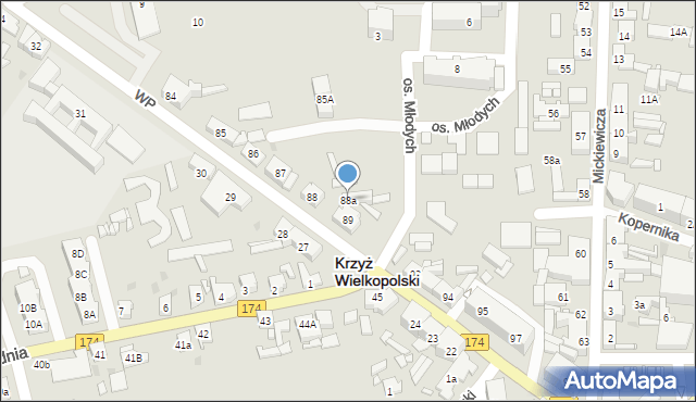 Krzyż Wielkopolski, Wojska Polskiego, 88a, mapa Krzyż Wielkopolski