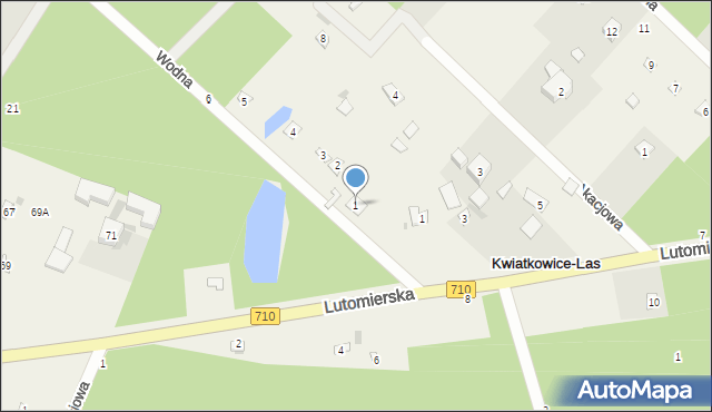 Kwiatkowice-Las, Wodna, 1, mapa Kwiatkowice-Las