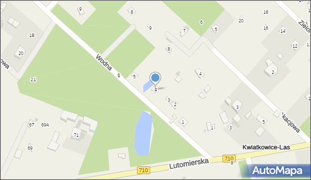 Kwiatkowice-Las, Wodna, 4, mapa Kwiatkowice-Las