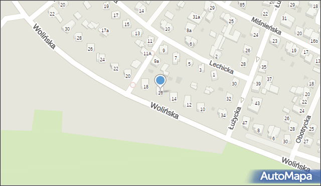 Leszno, Wolińska, 16, mapa Leszno