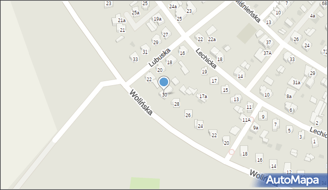 Leszno, Wolińska, 30, mapa Leszno