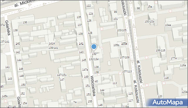 Łódź, Wólczańska, 132, mapa Łodzi