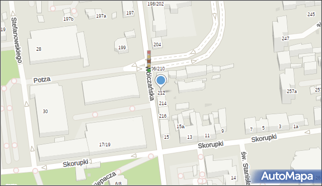 Łódź, Wólczańska, 212, mapa Łodzi