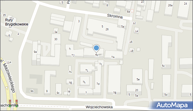 Lublin, Wojciechowska, 7K, mapa Lublina